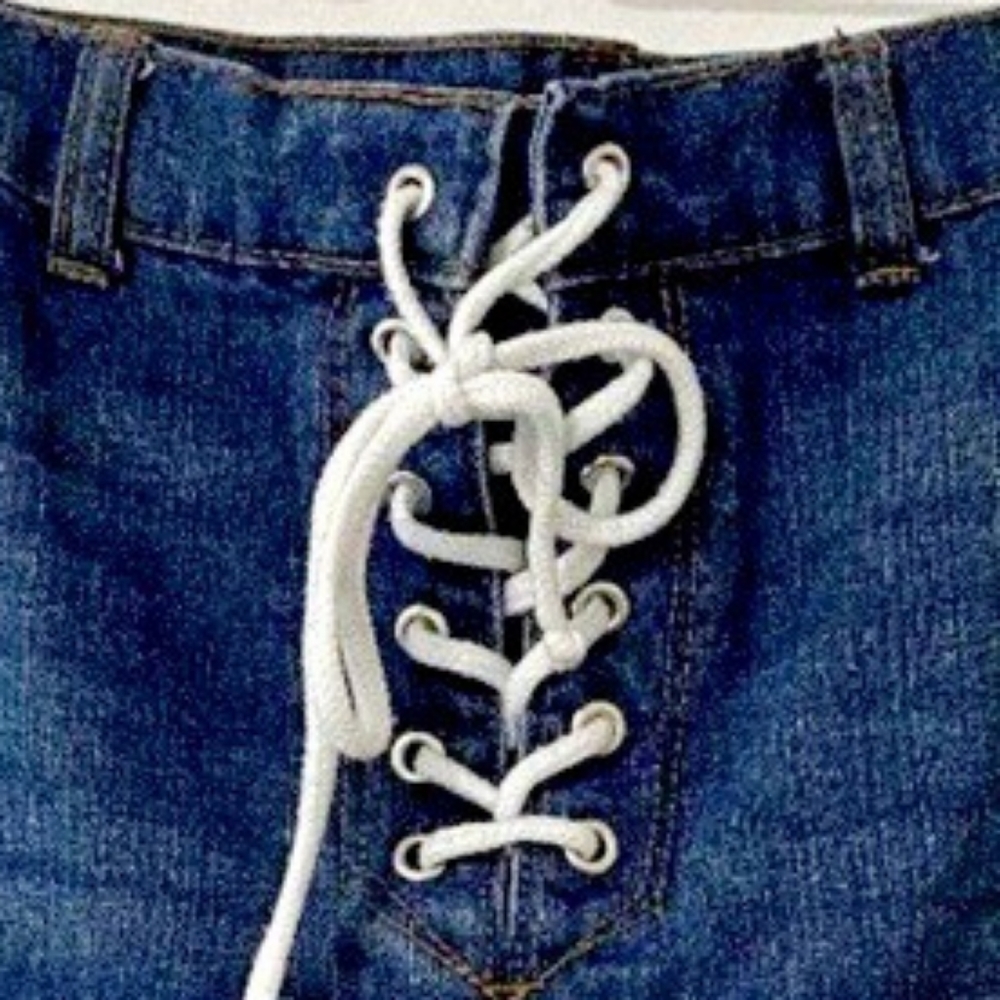 FOREVER 21 Rope Lace-Up Denim Mini Skirt EUC - Picture 4 of 10